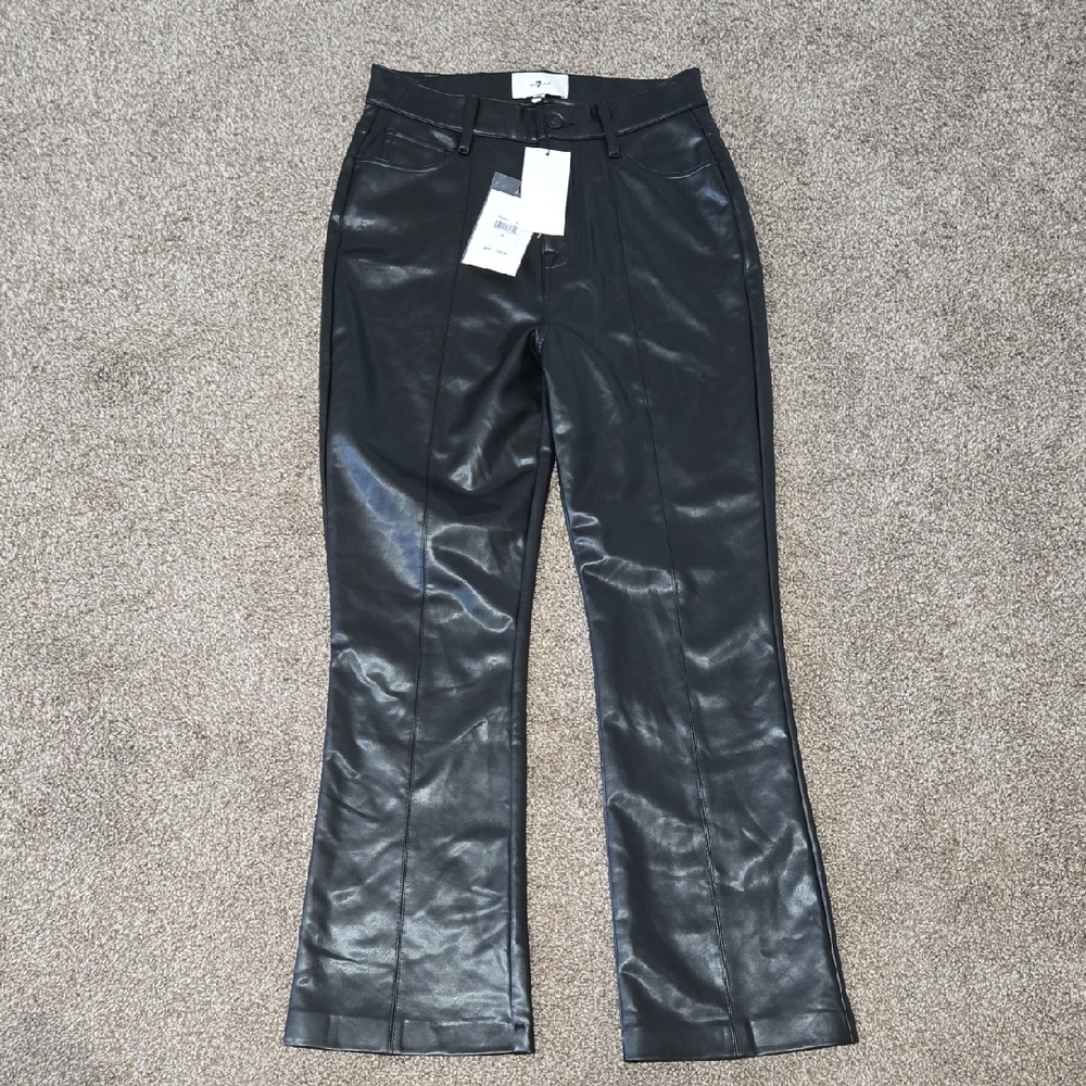7 For All Mankind Black Leather Pants